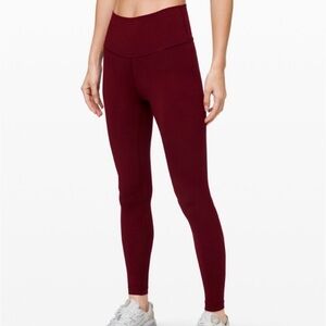 Lululemon Wunder Under HighRise Tight 28" Deep Rouge Brushed Full On Luxtreme, 4